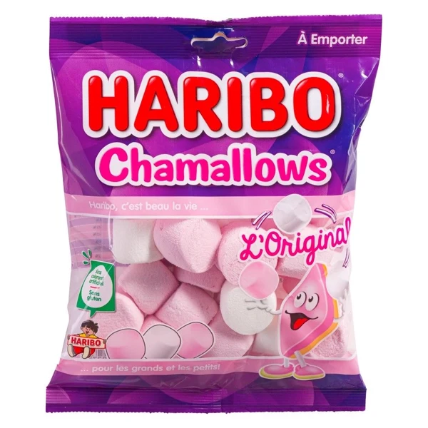 Sachet de Chamallows détouré sur fond crème